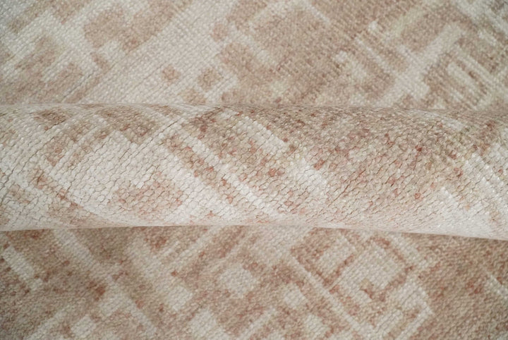 5x8 Hand Knotted Tan and Ivory Modern Abstract Contemporary Recycled Silk Area Rug - The Rug Decor