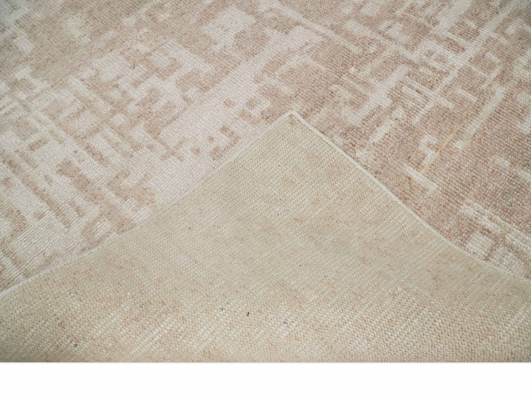 5x8 Hand Knotted Tan and Ivory Modern Abstract Contemporary Recycled Silk Area Rug - The Rug Decor