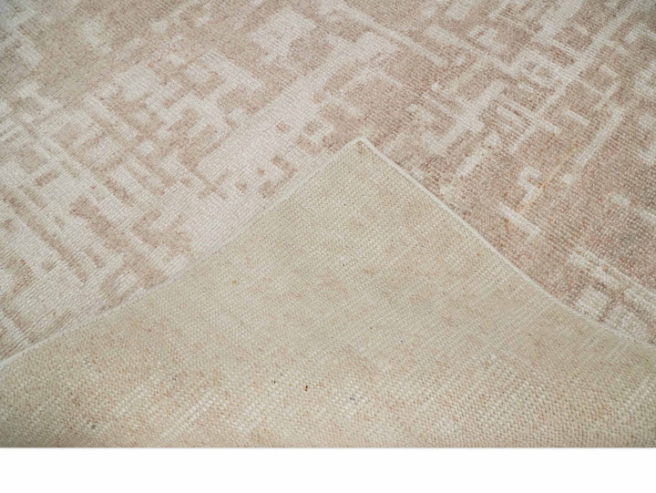 5x8 Hand Knotted Tan and Ivory Modern Abstract Contemporary Recycled Silk Area Rug - The Rug Decor