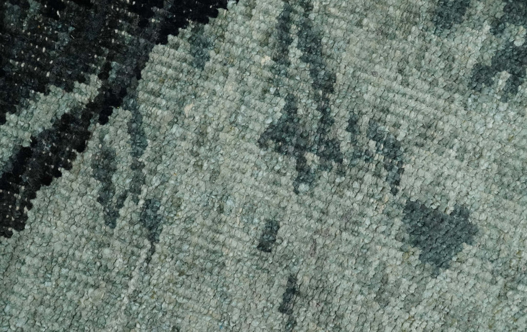 5x8 Hand Knotted Teal, Black and Ivory Antique Persian Style Contemporary Bamboo Silk Area Rug | OP75 - The Rug Decor