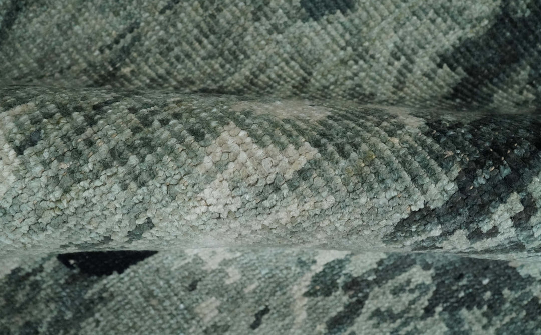 5x8 Hand Knotted Teal, Black and Ivory Antique Persian Style Contemporary Bamboo Silk Area Rug | OP75 - The Rug Decor