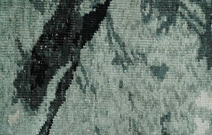 5x8 Hand Knotted Teal, Black and Ivory Antique Persian Style Contemporary Bamboo Silk Area Rug | OP75 - The Rug Decor