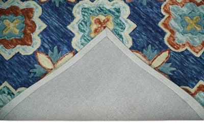 5x8 Hand Tufted Blue and Rust Modern Geometric Wool Loop Area Rug | TRDMA95 - The Rug Decor