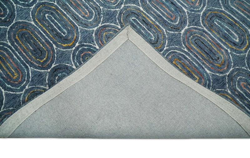 5x8 Hand Tufted Blue and White Modern Geometric Wool Kids Area Rug | TRDMA155 - The Rug Decor