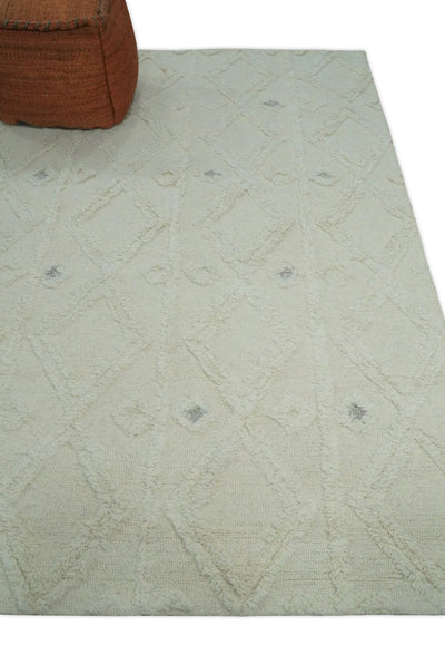 5x8 Hand Tufted gray and beige Modern Geometric Moroccan Trellis Wool Area Rug | TRDMA150 - The Rug Decor