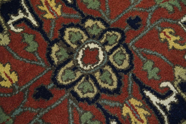 5x8 Handmade Rust and Blue made with fine wool Area Rug | TRDCP11858 - The Rug Decor