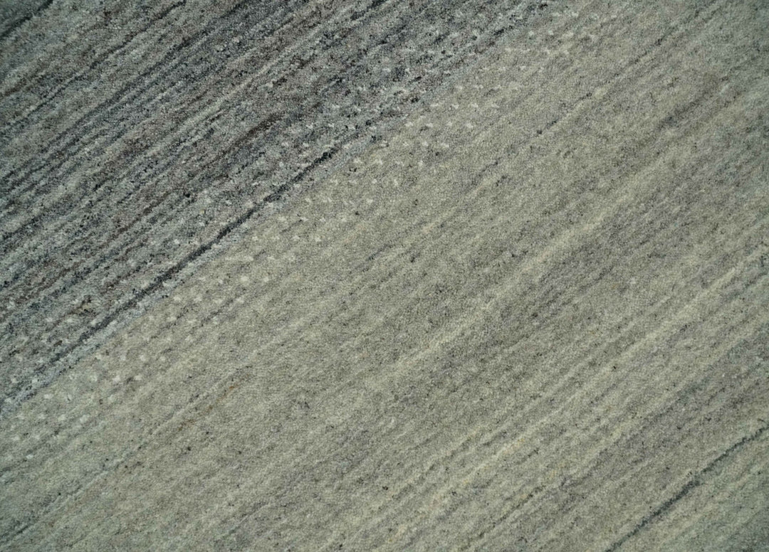 5x8 Ivory, Gray and Black Striped Wool Hand Woven Southwestern Gabbeh Rug| KNT18 - The Rug Decor