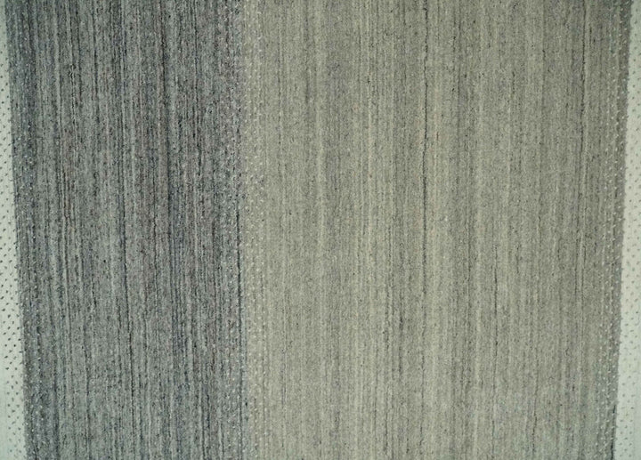 5x8 Ivory, Gray and Black Striped Wool Hand Woven Southwestern Gabbeh Rug| KNT18 - The Rug Decor