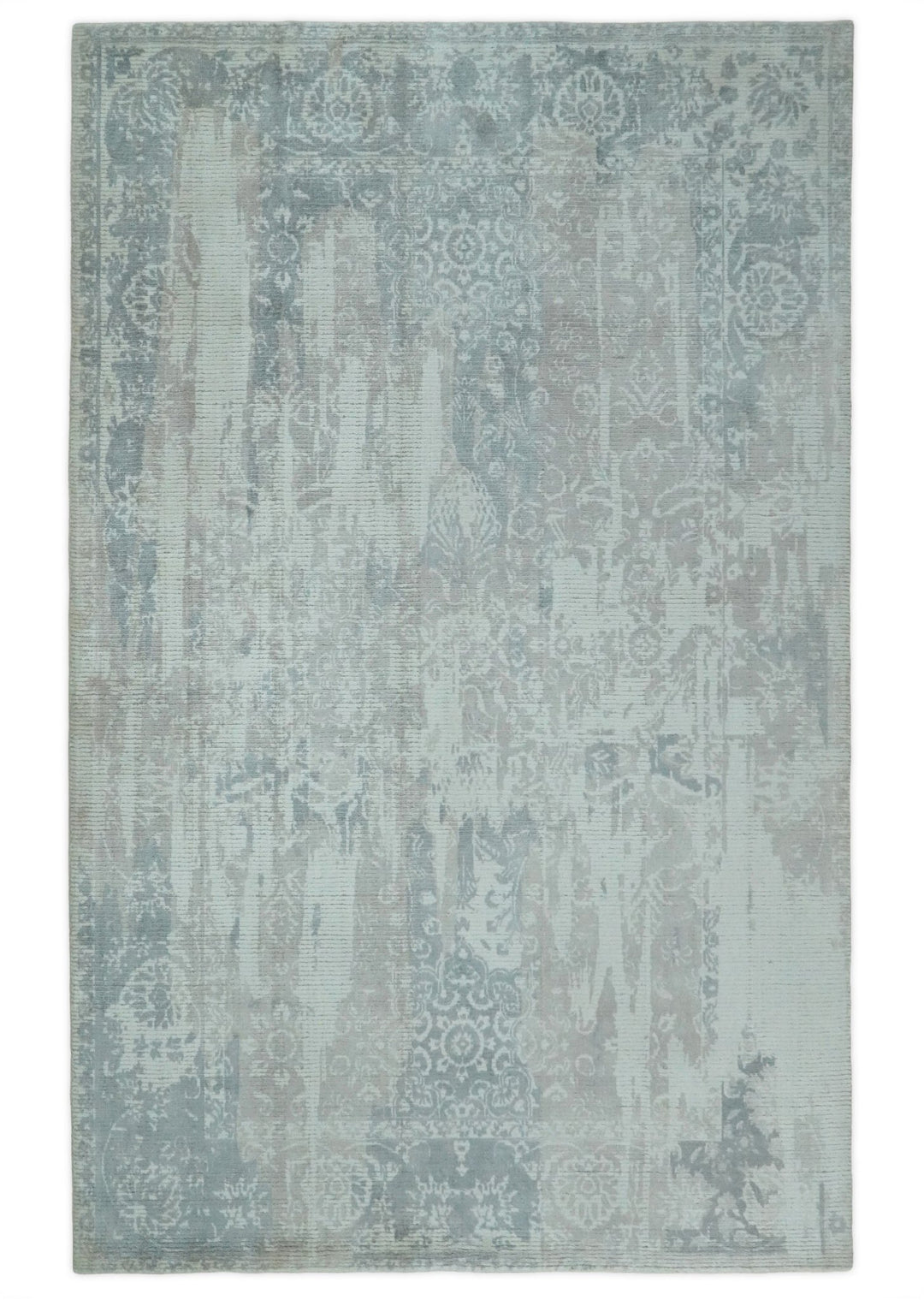 5x8 Modern Abstract Blue and Brown Rug hand made wool rug | QT6 - The Rug Decor