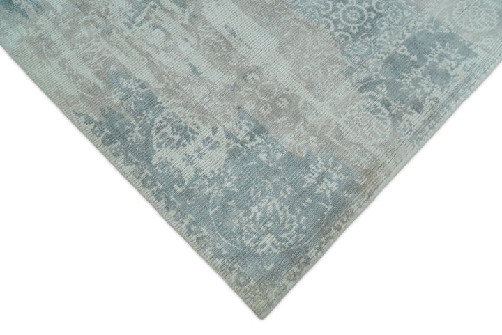 5x8 Modern Abstract Blue and Brown Rug hand made wool rug | QT6 - The Rug Decor