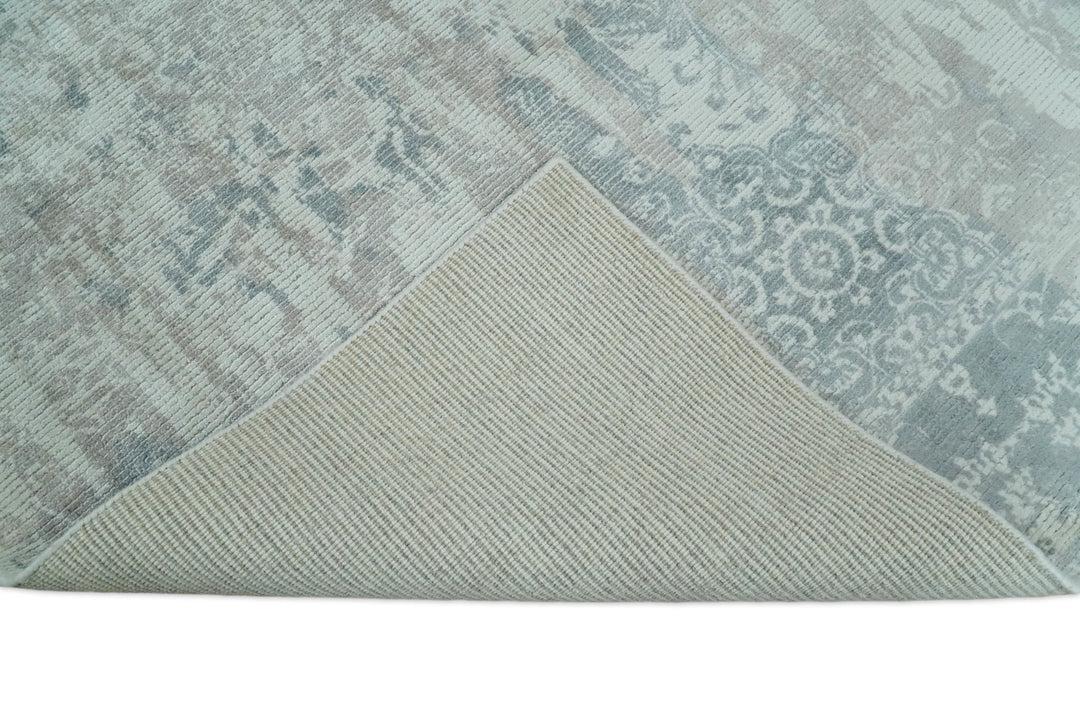 5x8 Modern Abstract Blue and Brown Rug hand made wool rug | QT6 - The Rug Decor