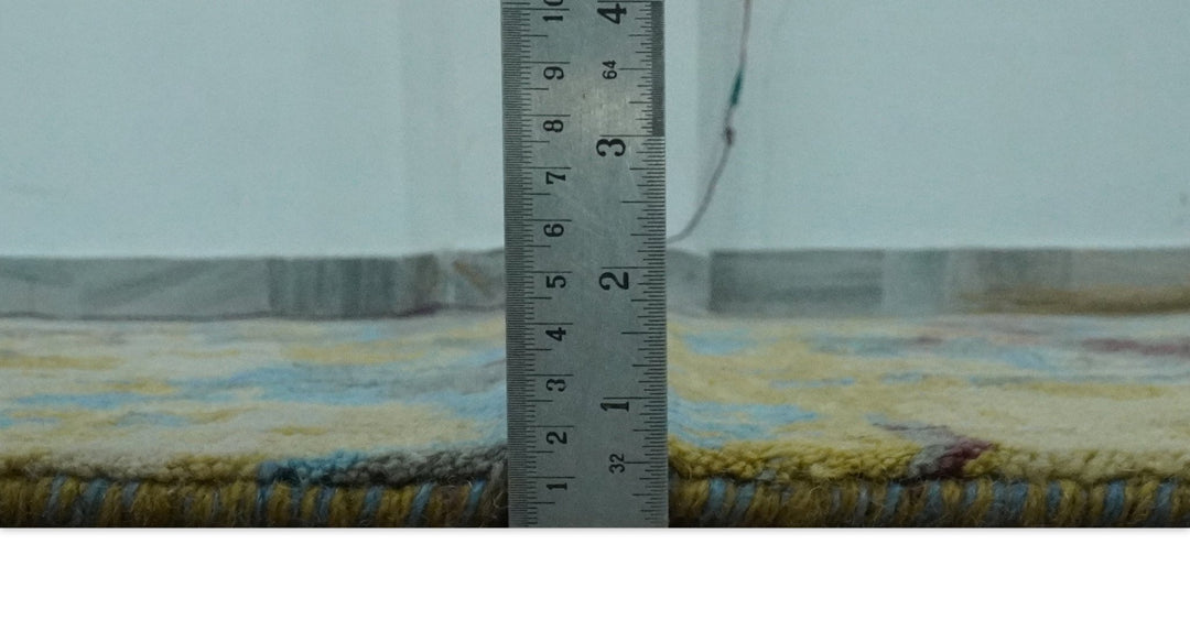 5x8 Olive, Dark Peach, Aqua and Maroon Modern Abstract Hand Knotted wool Area Rug - The Rug Decor