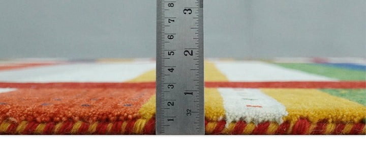 5x8 Rust and Multicolor Striped Wool Hand Woven Southwestern Lori Gabbeh Rug | KNT33 - The Rug Decor