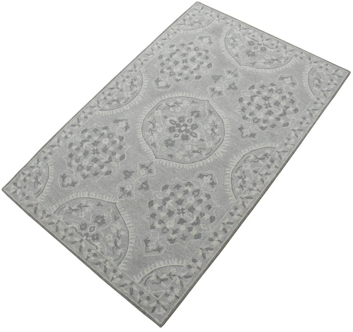 5x8 Silver and Gray Wool Area Rug | Handmade Area rug made with fine wool - The Rug Decor