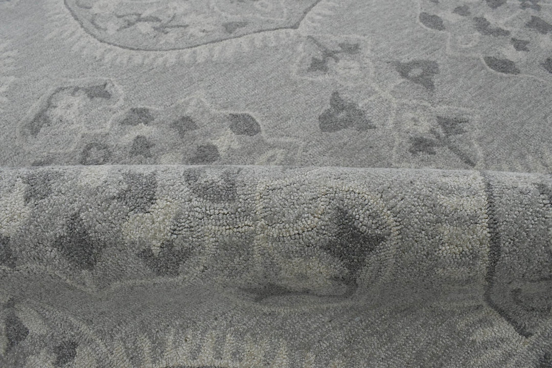 5x8 Silver and Gray Wool Area Rug | Handmade Area rug made with fine wool - The Rug Decor