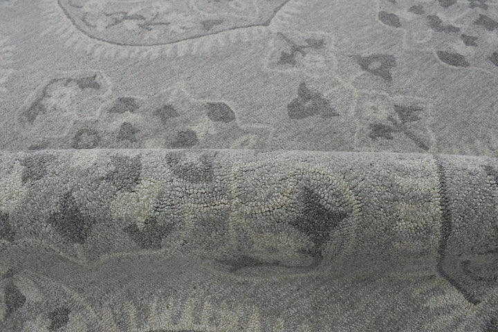 5x8 Silver and Gray Wool Area Rug | Handmade Area rug made with fine wool - The Rug Decor