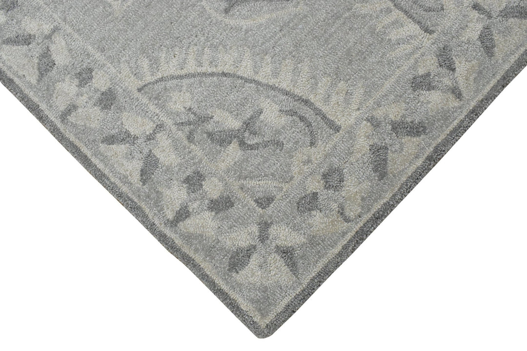 5x8 Silver and Gray Wool Area Rug | Handmade Area rug made with fine wool - The Rug Decor