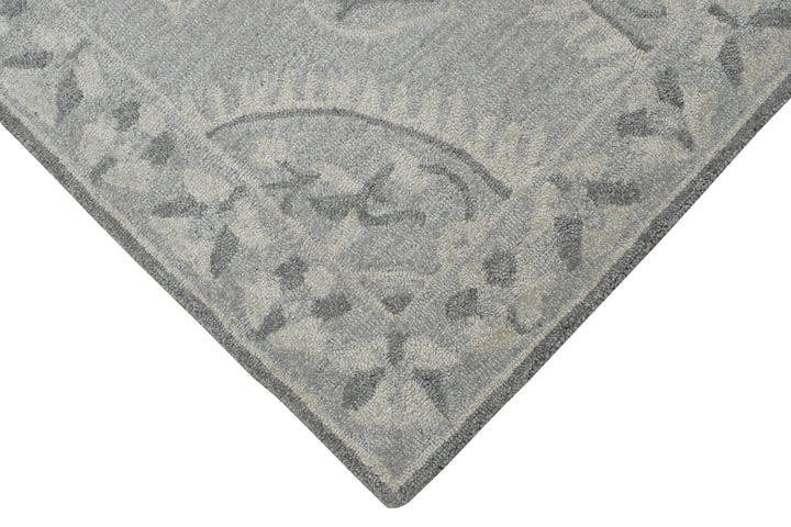 5x8 Silver and Gray Wool Area Rug | Handmade Area rug made with fine wool - The Rug Decor