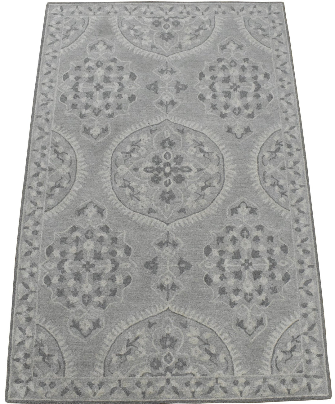 5x8 Silver and Gray Wool Area Rug | Handmade Area rug made with fine wool - The Rug Decor