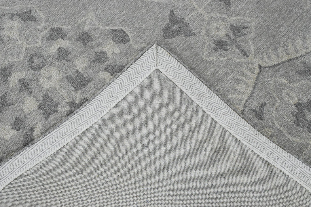 5x8 Silver and Gray Wool Area Rug | Handmade Area rug made with fine wool - The Rug Decor