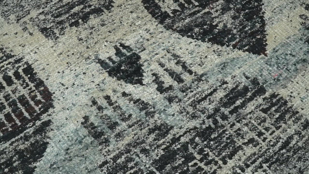 4x6 and 8x10 Hand Knotted Ivory, Charcoal and Brown  Antique Persian Style Contemporary Recycled Silk Area Rug | OP46