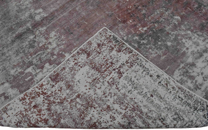 6.6x8 Rug, Abstract Red and Gray Rug made with Viscose Art Silk - The Rug Decor