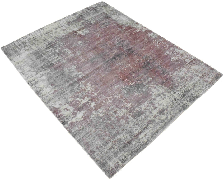 6.6x8 Rug, Abstract Red and Gray Rug made with Viscose Art Silk - The Rug Decor