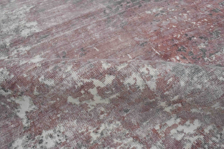 6.6x8 Rug, Abstract Red and Gray Rug made with Viscose Art Silk - The Rug Decor