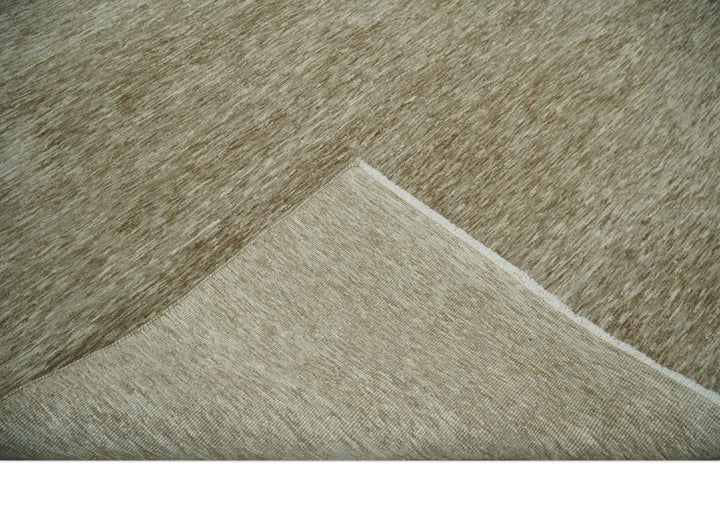 6x10 Hand Woven Natural Beige and Ivory Solid wool area Rug, Living Room Rug | N352610 - The Rug Decor