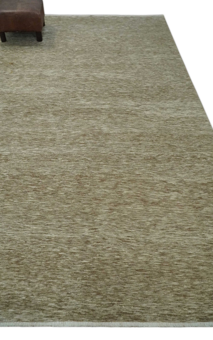 6x10 Hand Woven Natural Beige and Ivory Solid wool area Rug, Living Room Rug | N352610 - The Rug Decor