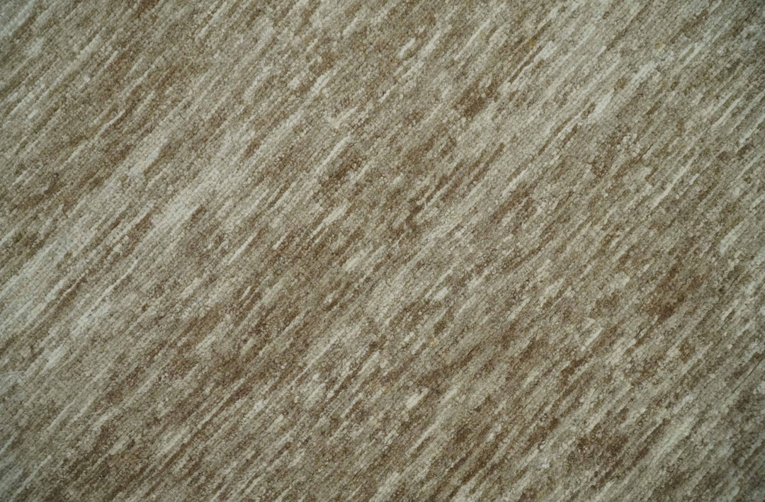 6x10 Hand Woven Natural Beige and Ivory Solid wool area Rug, Living Room Rug | N352610 - The Rug Decor