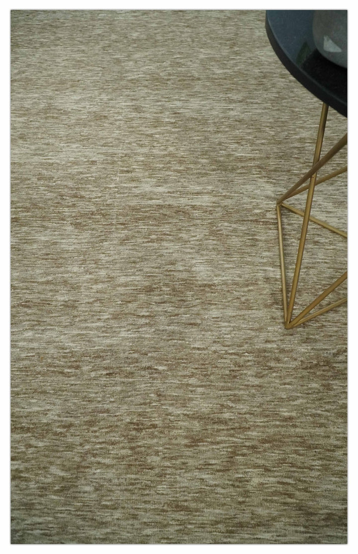6x10 Hand Woven Natural Beige and Ivory Solid wool area Rug, Living Room Rug | N352610 - The Rug Decor