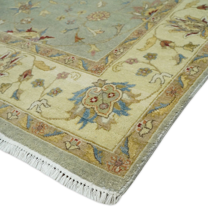 6x8 Fine Hand Knotted Blue and Ivory Traditional Vintage Persian Style Antique Wool Rug | AGR30 - The Rug Decor