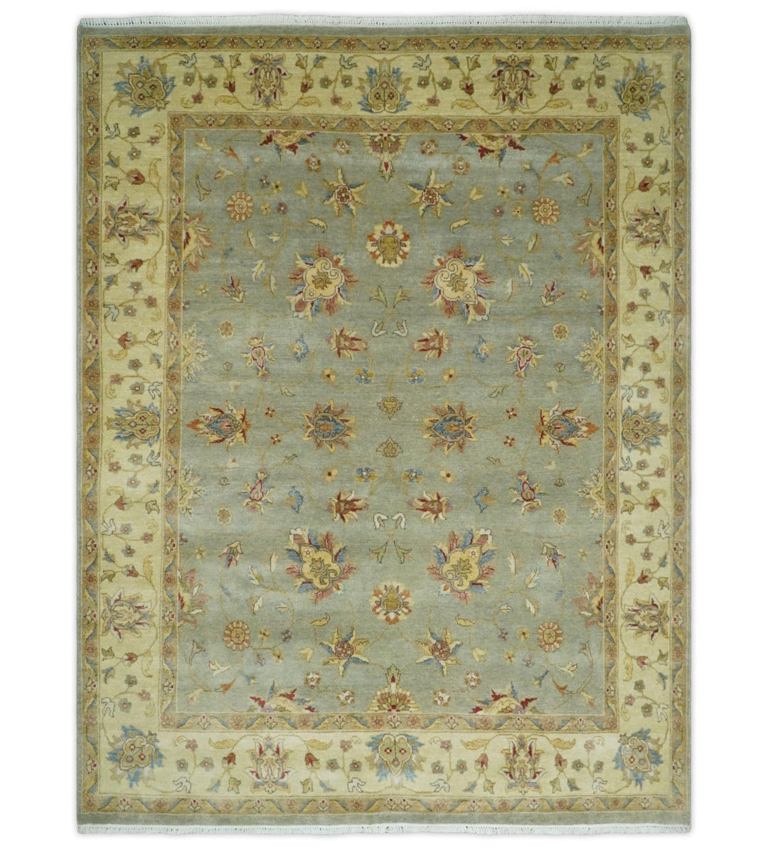 6x8 Fine Hand Knotted Blue and Ivory Traditional Vintage Persian Style Antique Wool Rug | AGR30 - The Rug Decor