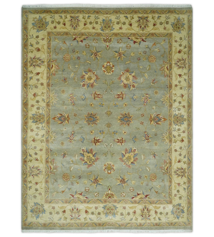 6x8 Fine Hand Knotted Blue and Ivory Traditional Vintage Persian Style Antique Wool Rug | AGR30 - The Rug Decor