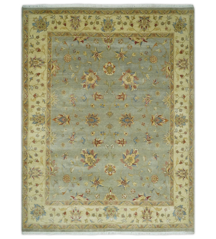 6x8 Fine Hand Knotted Blue and Ivory Traditional Vintage Persian Style Antique Wool Rug | AGR30 - The Rug Decor