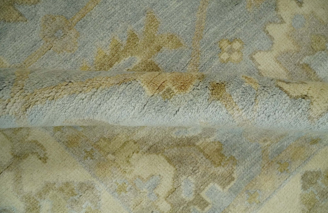 6x8 Hand Knotted Silver and Beige Antique Style Traditional Oushak Wool Rug - The Rug Decor