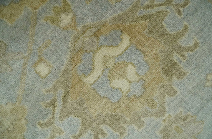 6x8 Hand Knotted Silver and Beige Antique Style Traditional Oushak Wool Rug - The Rug Decor