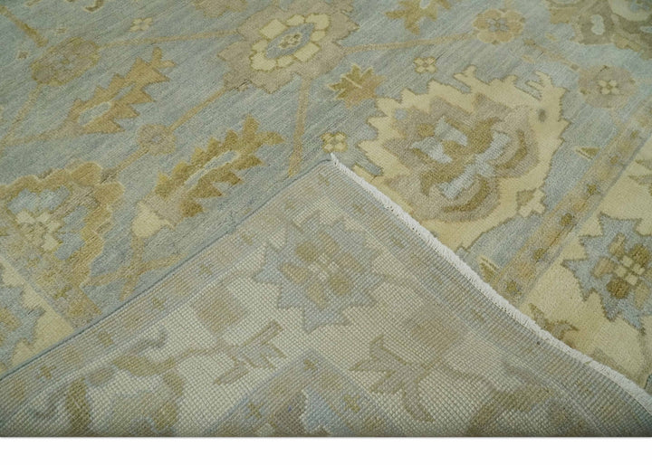 6x8 Hand Knotted Silver and Beige Antique Style Traditional Oushak Wool Rug - The Rug Decor