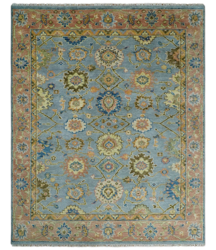 6x9, 8x10, 9x12, 10x14 and 12x15 Antique Traditional Persian Blue and Rust Area Rug | TRDCP131 - The Rug Decor