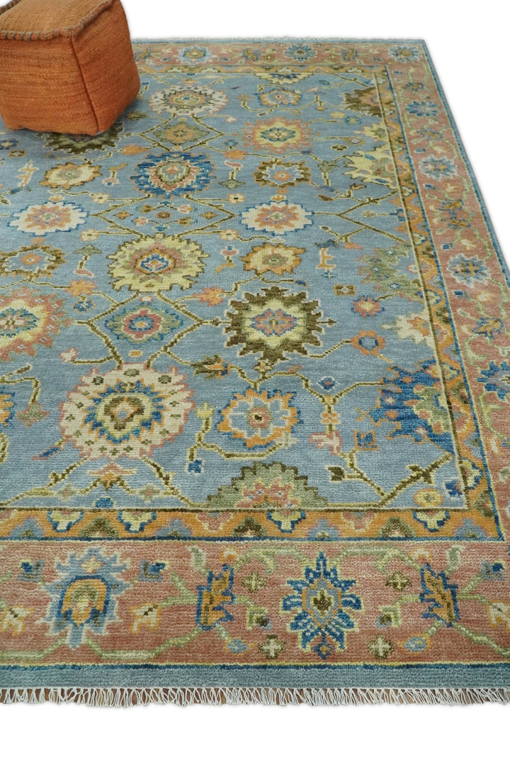 6x9, 8x10, 9x12, 10x14 and 12x15 Antique Traditional Persian Blue and Rust Area Rug | TRDCP131 - The Rug Decor