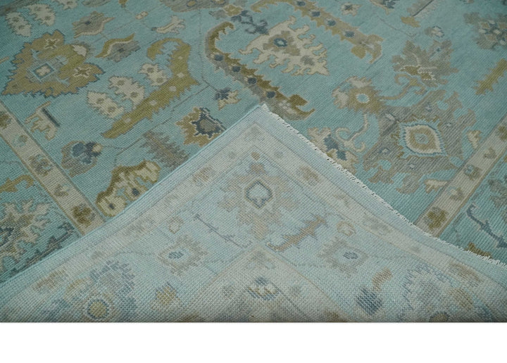 6x9, 8x10, 9x12, 10x14 and 12x15 Blue, Brown and Ivory Traditional Persian Oushak Wool Rug | NT4 - The Rug Decor