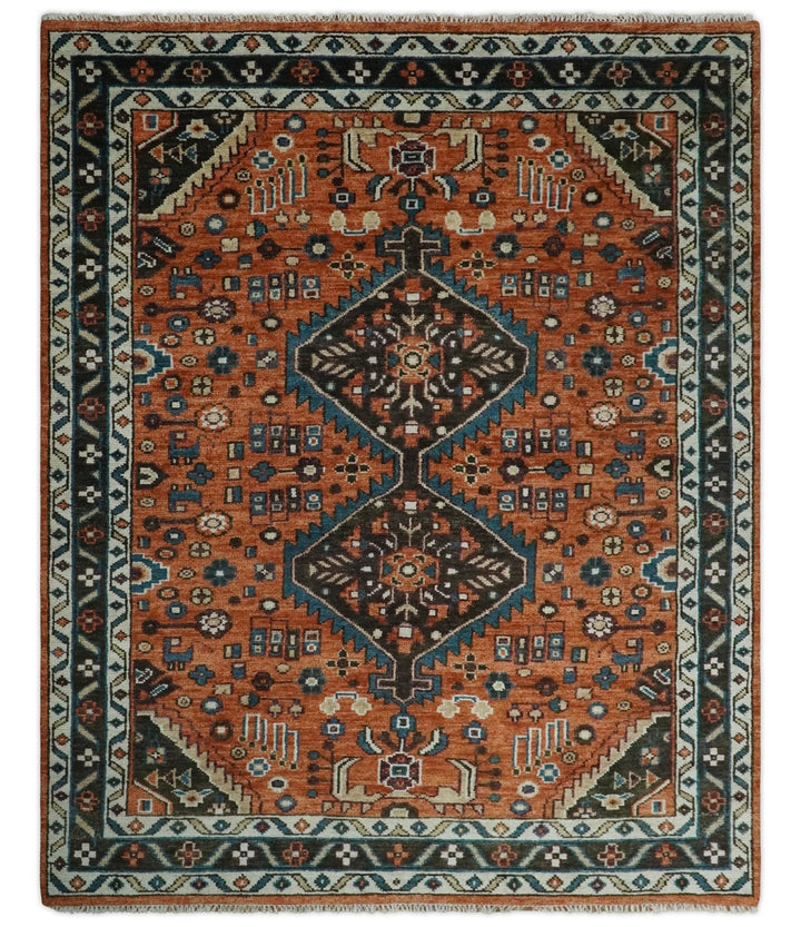 6x9, 8x10, 9x12, 10x14 and 12x15 Hand Knotted Rust, Ivory and Brown Oriental Traditional Persian Area Rug | TRDCP810 - The Rug Decor