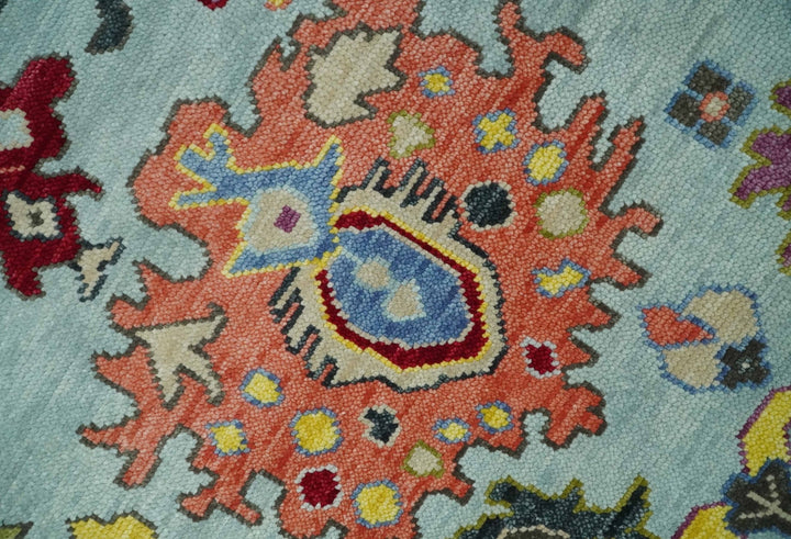 6x9, 8x10, 9x12, 10x14 and 12x15 Wool Traditional Persian Blue and Ivory Colorful Hand knotted Oushak Area Rug | TRDCP1058 - The Rug Decor