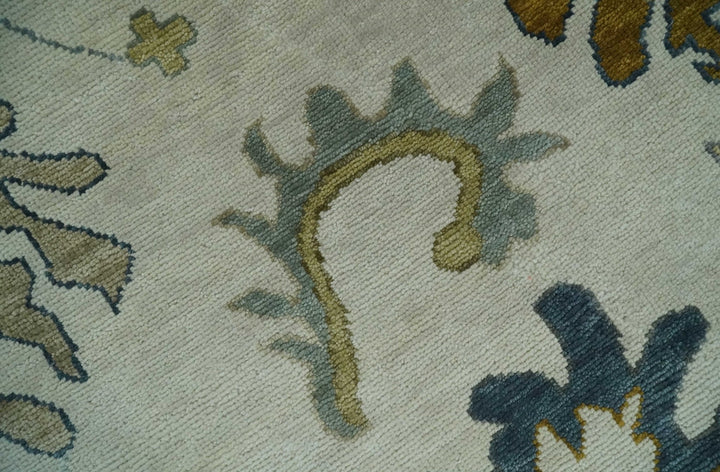 6x9, 8x10, 9x12, 10x14 and 12x15 Wool Traditional Persian Ivory and Silver Hand knotted Oushak Area Rug | TRDCP1177 - The Rug Decor
