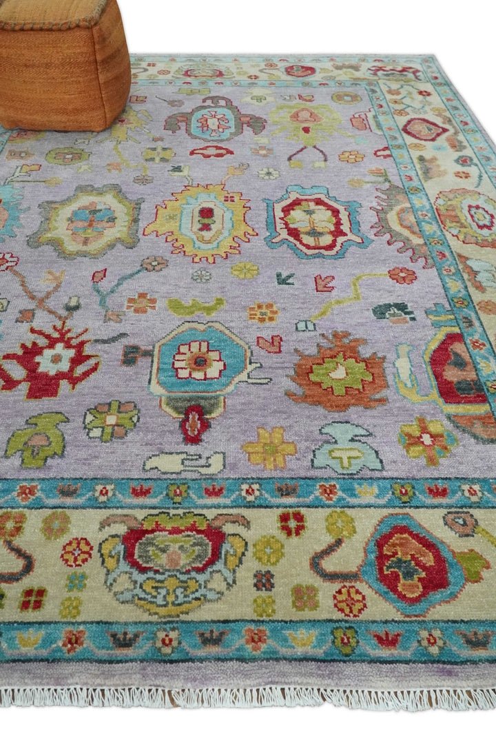 6x9, 8x10, 9x12, 10x14 and 12x15 Wool Traditional Persian Pink and Beige Vibrant Colorful Hand knotted Oushak Area Rug | TRDCP1046 - The Rug Decor