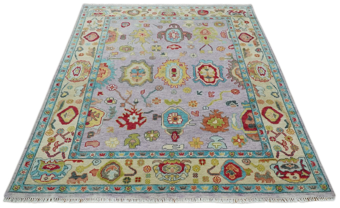 6x9, 8x10, 9x12, 10x14 and 12x15 Wool Traditional Persian Pink and Beige Vibrant Colorful Hand knotted Oushak Area Rug | TRDCP1046 - The Rug Decor