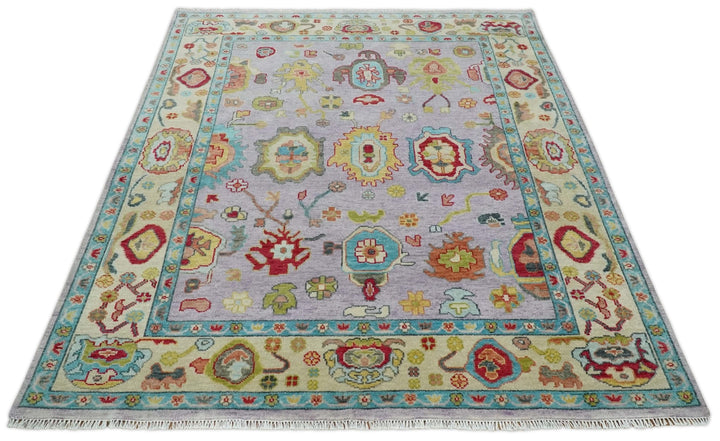6x9, 8x10, 9x12, 10x14 and 12x15 Wool Traditional Persian Pink and Beige Vibrant Colorful Hand knotted Oushak Area Rug | TRDCP1046 - The Rug Decor