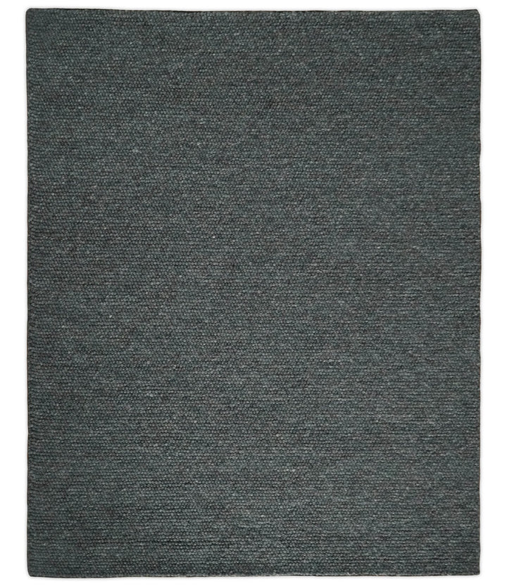 6x9 and 8x10 Solid Charcoal Gray Wool Blend Felted Chunky Hand Woven Area Rug | DOV2 - The Rug Decor