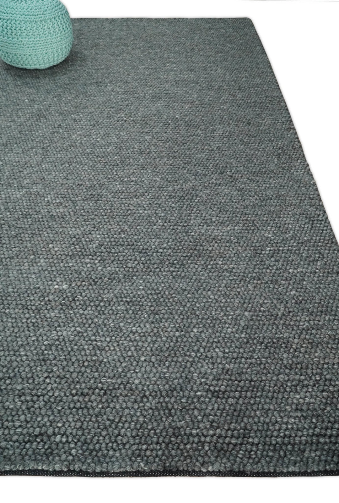 6x9 and 8x10 Solid Charcoal Gray Wool Blend Felted Chunky Hand Woven Area Rug | DOV2 - The Rug Decor